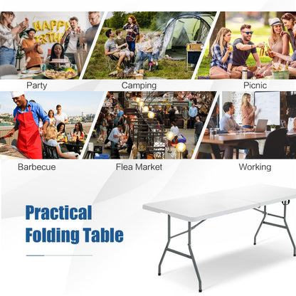 Professional title: "Compact Folding Camping Table with Convenient Carrying Handle - Ideal for Picnics and Outdoor Activities in White"