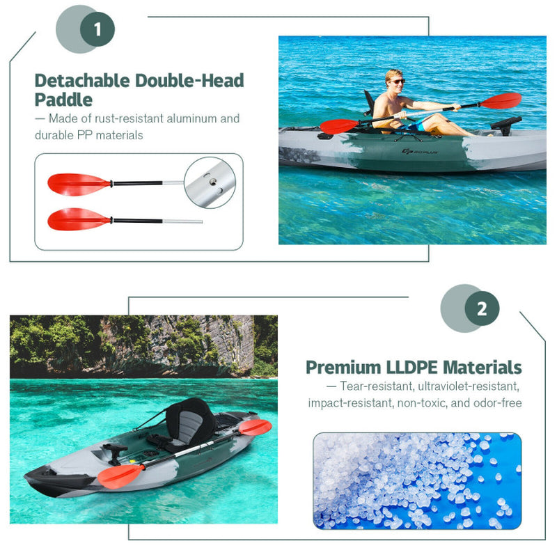 Professional title: ```Sit-On-Top Fishing Kayak Boat with Rod Holders and Paddle - Gray```