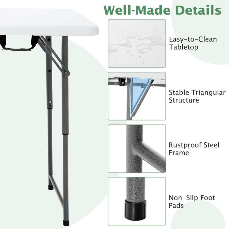 Adjustable Folding Table with 3 Height Levels