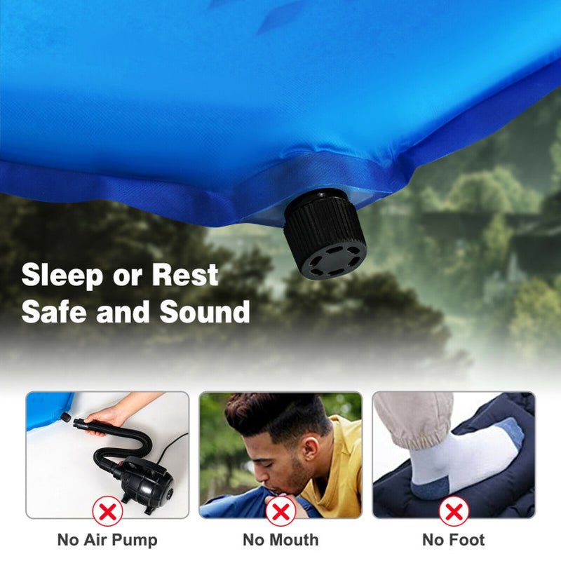 Professional title: "Green Inflatable Sleeping Pad with Convenient Carrying Bag"