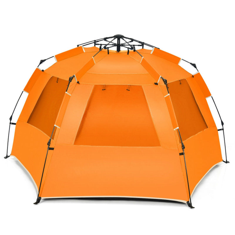 Professional title: "Portable Sun Shelter with UPF 50+ Protection for 3-4 People - Easy Pop Up Beach Tent in Orange"