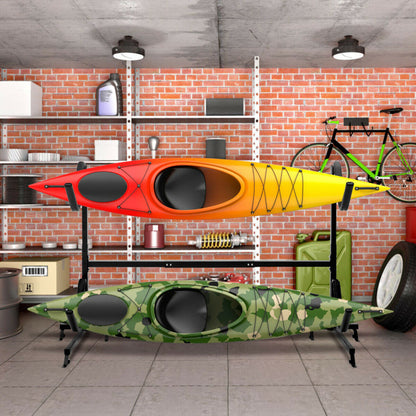 Professional rewrite: ```Dual Kayak Storage Rack with Adjustable Height - Freestanding```