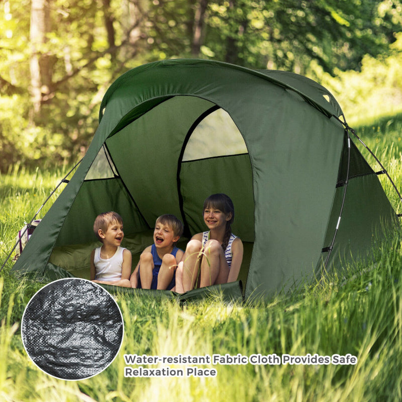 Professional title: "Gray 2-Person Outdoor Camping Tent with External Cover"