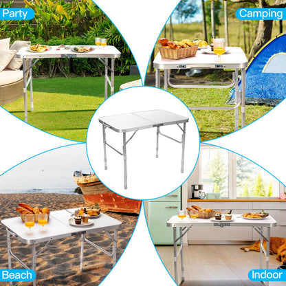 Professional title: "Portable Aluminum Folding Camping Table with Adjustable Height for Outdoor and Indoor Use"