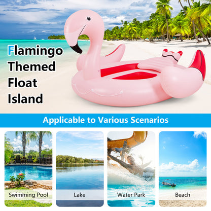 Professional title: "Inflatable Flamingo Floating Island for 6 People with Cup Holders, Ideal for Pool and River Use"