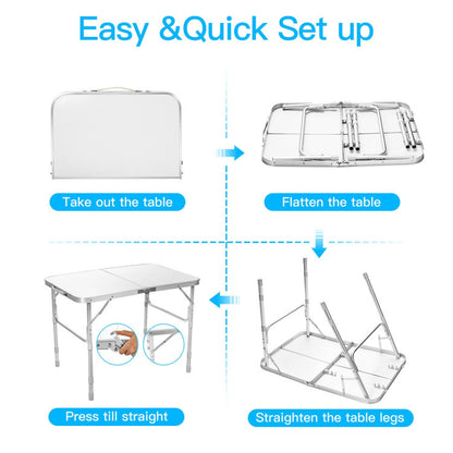 Professional title: "Portable Aluminum Folding Camping Table with Adjustable Height for Outdoor and Indoor Use"