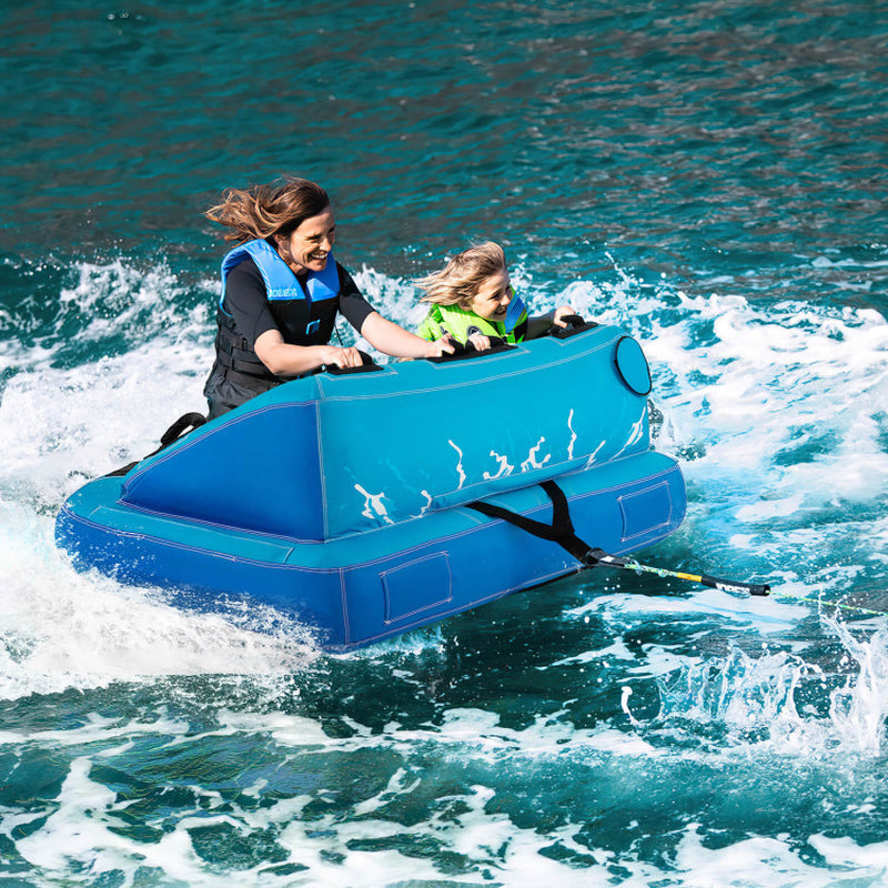 Professional title: "Blue 2-Person Inflatable Towable Tubes for Water Sports and Boating"