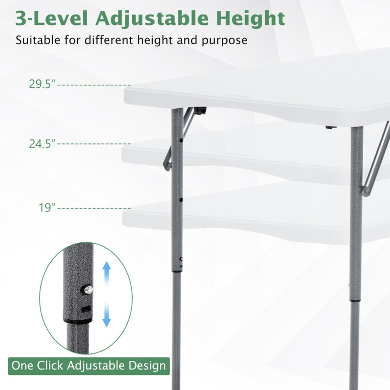 Adjustable Folding Table with 3 Height Levels