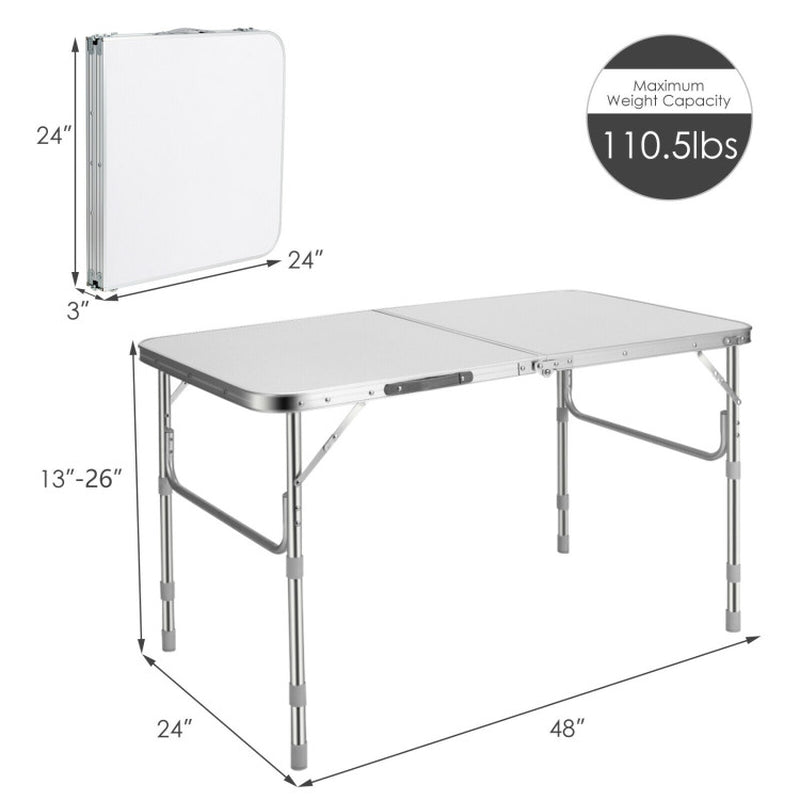 Professional title: "Pair of Folding Picinic Utility Tables with Convenient Carrying Handle in White"