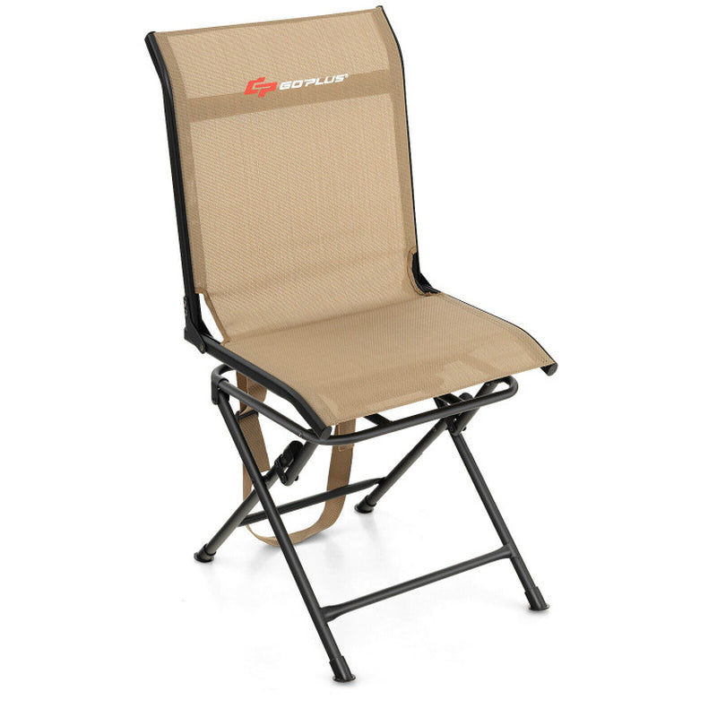 Professional title: "Outdoor Foldable Swivel Chair with Iron Frame - Black, All-Weather Resistant"