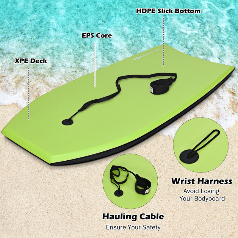 Professional title: "High-Performance Lightweight Bodyboard with Leash - Large"