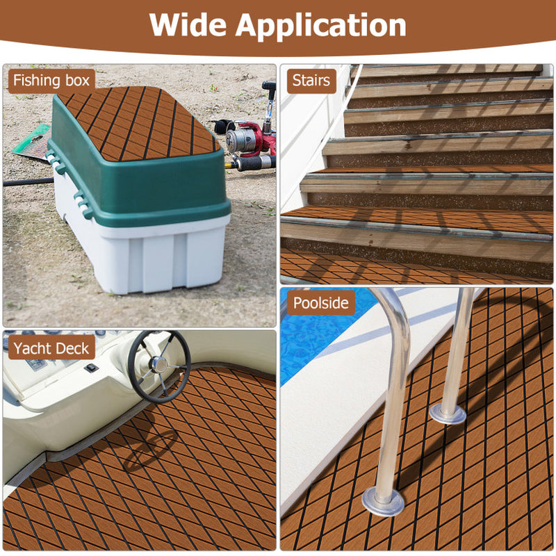 Professional title: "Brown EVA Foam Boat Decking Sheet with Diamond Pattern for Boats and Surfboards"