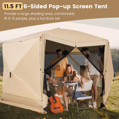 Professional title: "Portable 11.5 X 11.5 FT Green Pop-Up Screen House Tent with Carrying Bag"