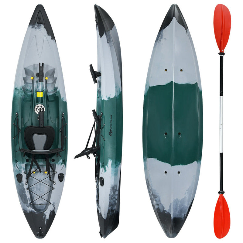 Professional title: ```Sit-On-Top Fishing Kayak Boat with Rod Holders and Paddle - Gray```