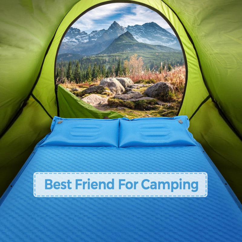 Professional title: "Self-Inflating Camping Outdoor Sleeping Mat with Pillows and Storage Bag"