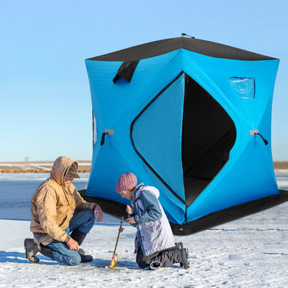 Professional title: "Red Portable 2-Person Ice Shanty with Cotton Padded Walls"