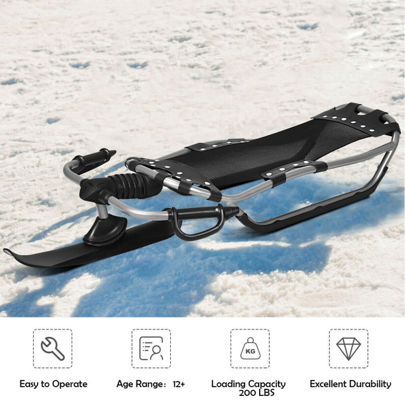 Professional title: "Snow Racer Sled with Enhanced Grip Handles and Comfortable Mesh Seat"