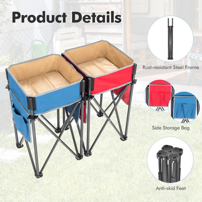 Professional title: "Set of 2 Folding Camping Tables with Spacious Storage Sink Ideal for Picnics"