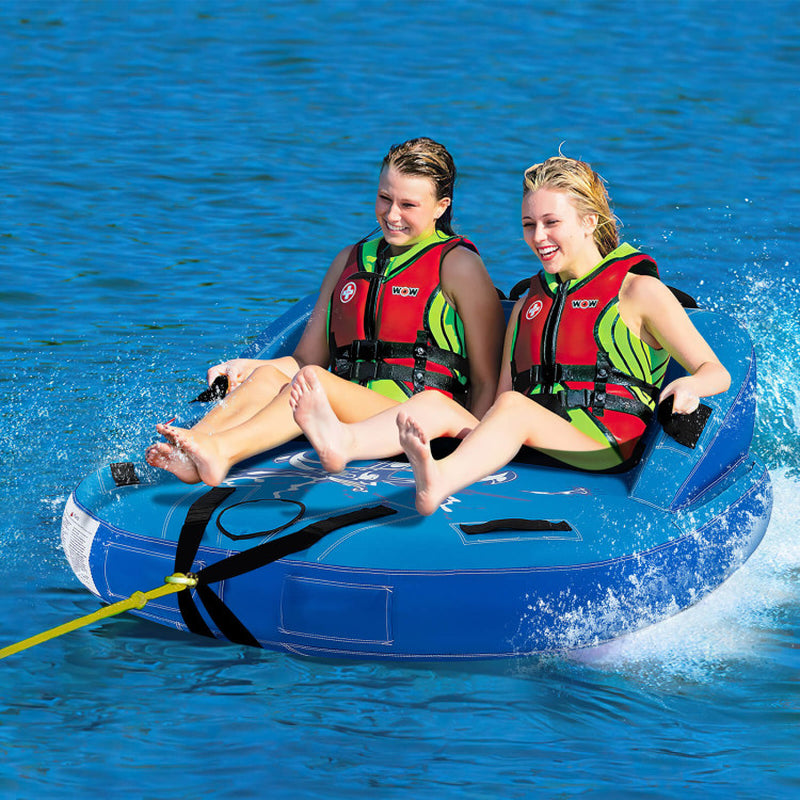 Professional title: "Blue 2-Person Inflatable Towable Tubes for Water Sports and Boating"