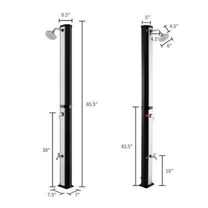 Professional title: "9.3 Gallon Solar Heated Shower with Adjustable Shower Head and Foot Tap, 7.2 Feet"