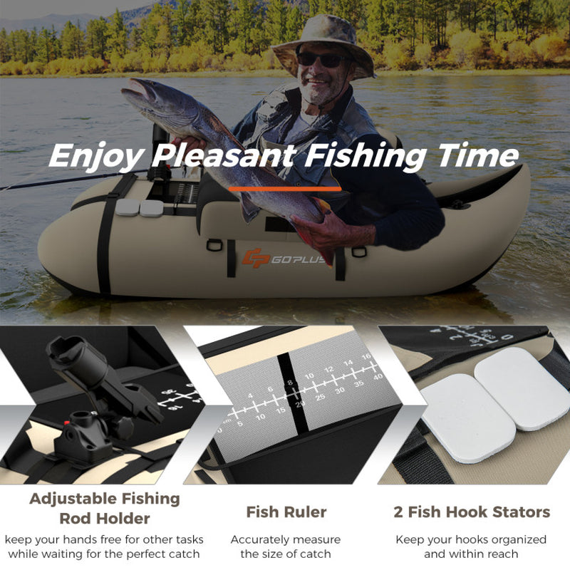 Professional title: ```Adjustable Strap Inflatable Fishing Float with Storage Pockets```