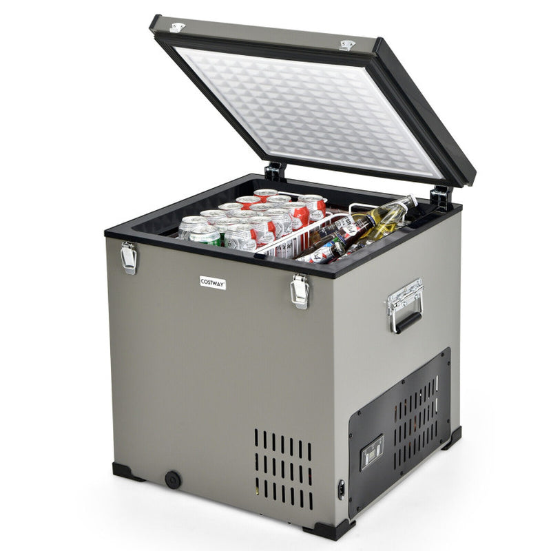 Professional title: "90 Quart Portable Car Refrigerator Freezer with Compressor in Gray"