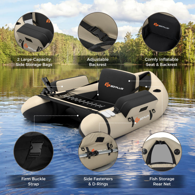 Professional title: ```Adjustable Strap Inflatable Fishing Float with Storage Pockets```