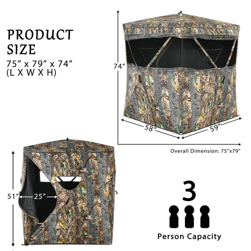 Professional title: "Portable 3-Person Tent with Surround View and Sliding Mesh Window"