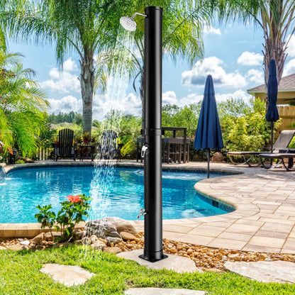 Professional title: "Solar-Heated Outdoor Shower with Free-Rotating Shower Head - Black, 7.2 Feet"