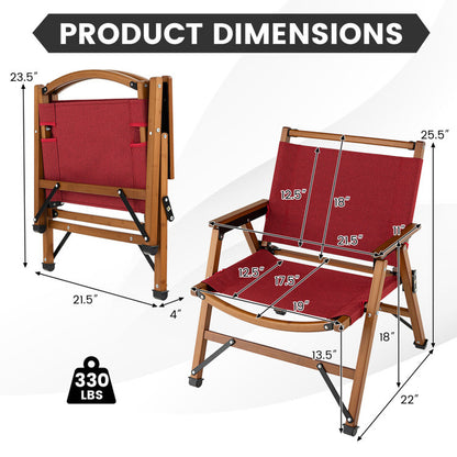 Professional title: 
```Red Patio Folding Chair with Sturdy Bamboo Frame for Camping and Beach Use```