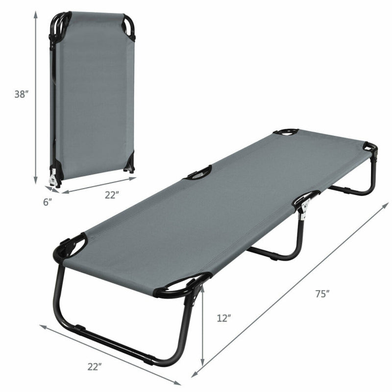 Professional title: ```Portable Folding Outdoor Camping Bed - Gray, Ideal for Sleeping, Hiking, and Travel```