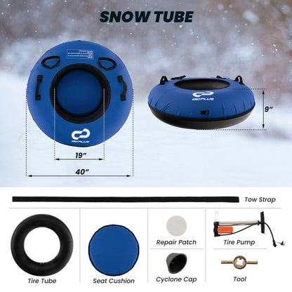 Professional title: "40-Inch Inflatable Snow Sled in Blue for Children and Adults"