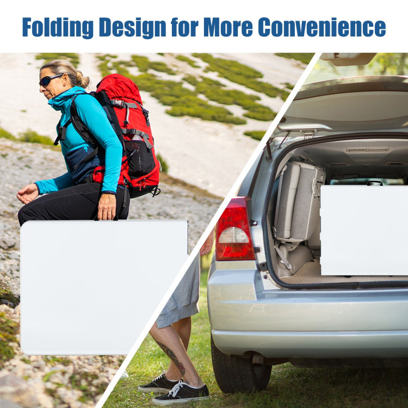 Professional title: "Compact Folding Camping Table with Convenient Carrying Handle - Ideal for Picnics and Outdoor Activities in White"