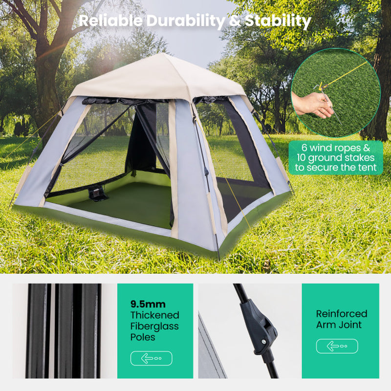 Professional title: "Spacious Instant Pop-Up Camping Tent for 2-4 People with Detachable Rainfly"