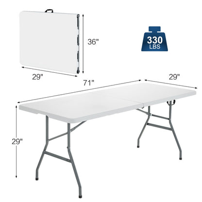 Professional title: "Compact Folding Camping Table with Convenient Carrying Handle - Ideal for Picnics and Outdoor Activities in White"