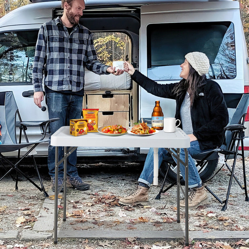 Professional title: "Portable Camping Fish Cleaning Table with Grid Rack and Faucet System"