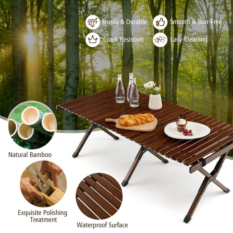 Professional title: "Foldable Picinic Table Set with Carry Bag - Ideal for Camping and BBQ in Brown"