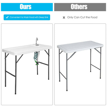 Professional title: ```Portable Camping Table with Folding Sink Faucet and Sprayer```