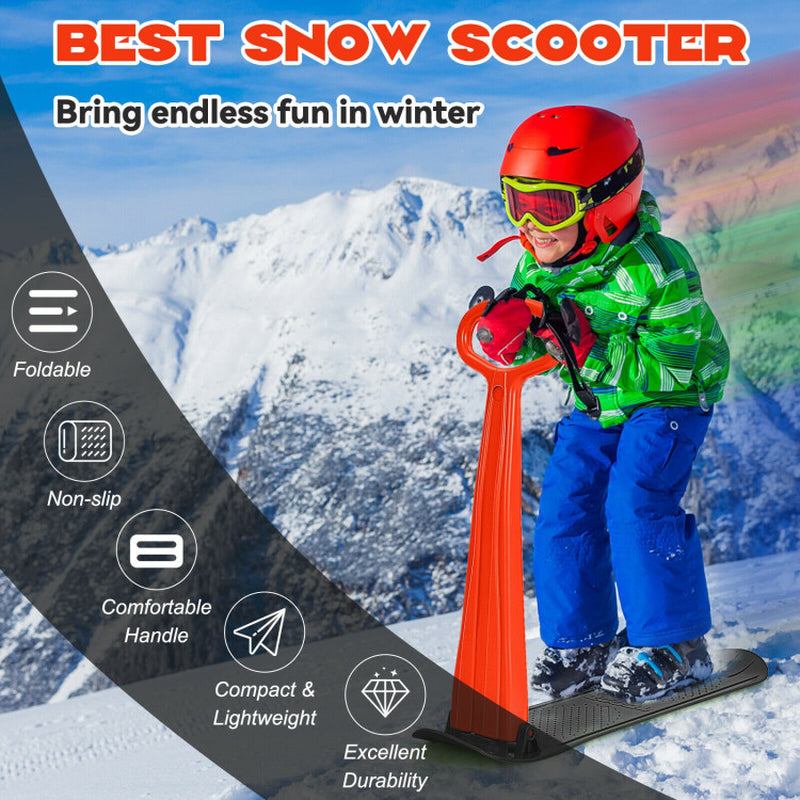 Professional title: "Single Rider Snow Scooter with Ergonomic Grip Handle in Red"