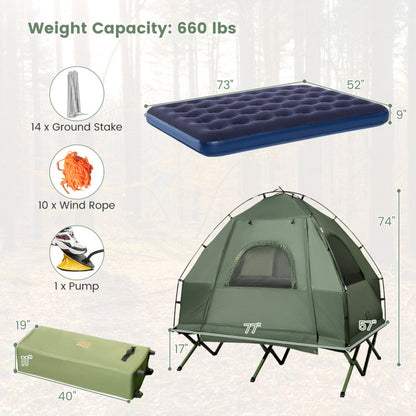 Professional title: "5-in-1 Outdoor Camping Tent Cot for 2 People with Air Mattress and Sleeping Bag"