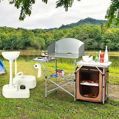 Professional title: "Portable Outdoor Grilling Table with Foldable Design and Windscreen Bag"