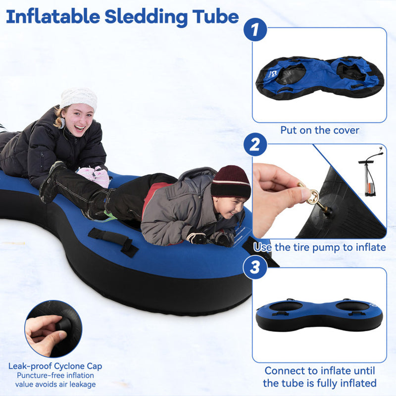 Professional title: "80-Inch Inflatable Snow Sled for Two Persons, Suitable for Kids and Adults - Red"