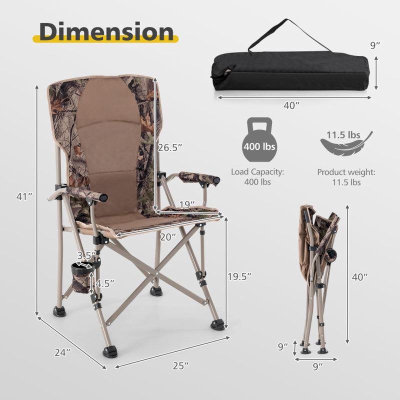 Professional title: "Durable Portable Camping Chair with 400 lb Metal Frame and Non-Slip Feet"