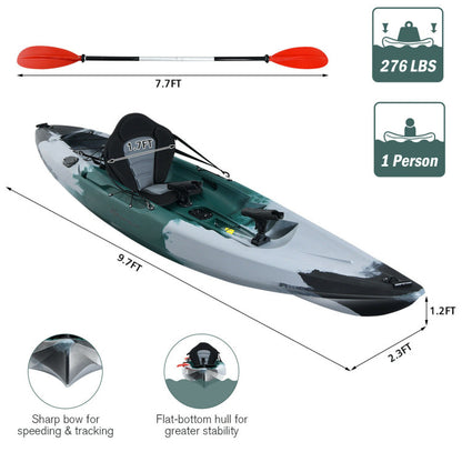 Professional title: ```Sit-On-Top Fishing Kayak Boat with Rod Holders and Paddle - Gray```