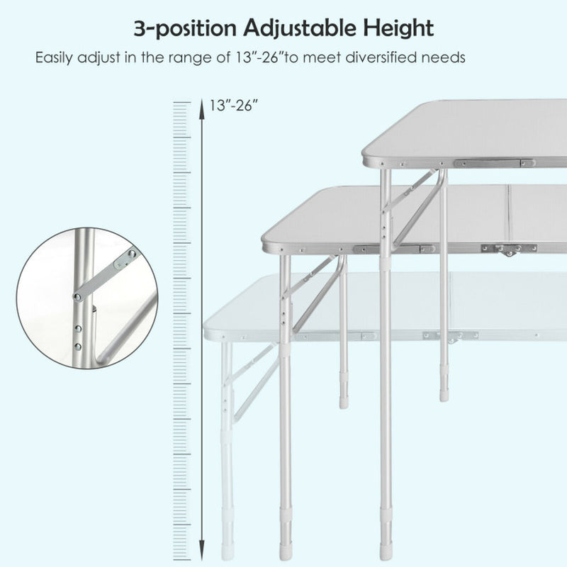 Professional title: "Pair of Folding Picinic Utility Tables with Convenient Carrying Handle in White"