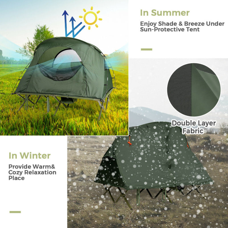 Professional title: "Gray 2-Person Outdoor Camping Tent with External Cover"