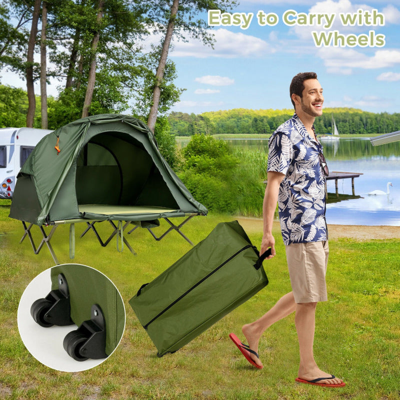 Professional title: "Gray 2-Person Outdoor Camping Tent with External Cover"