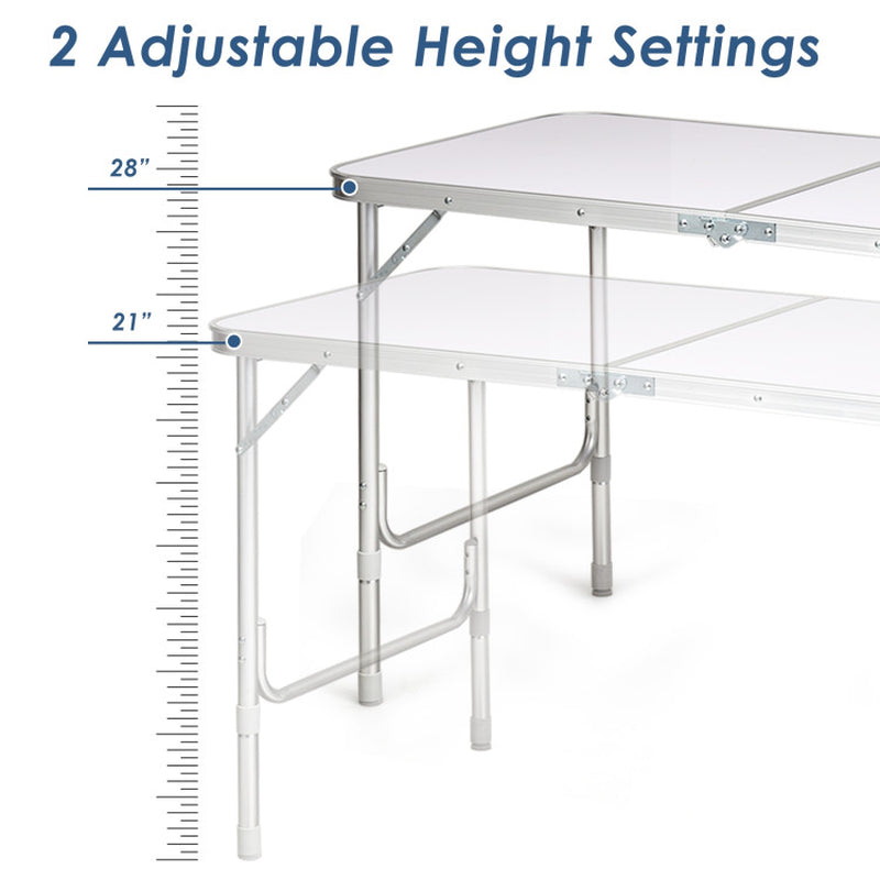 Professional title: ```Blue Height Adjustable Folding Camping Table```