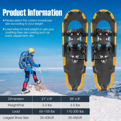 Professional title: "21-Inch Lightweight Terrain Snowshoes with 4-in-1 Flexible Pivot System"