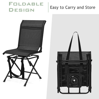 Professional title: "Outdoor Foldable Swivel Chair with Iron Frame - Black, All-Weather Resistant"